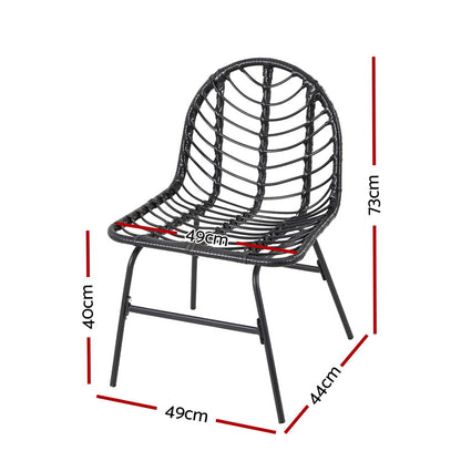 2x Outdoor Chairs Dining Chair Lounge Wicker Patio Furniture Black