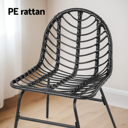 2x Outdoor Chairs Dining Chair Lounge Wicker Patio Furniture Black