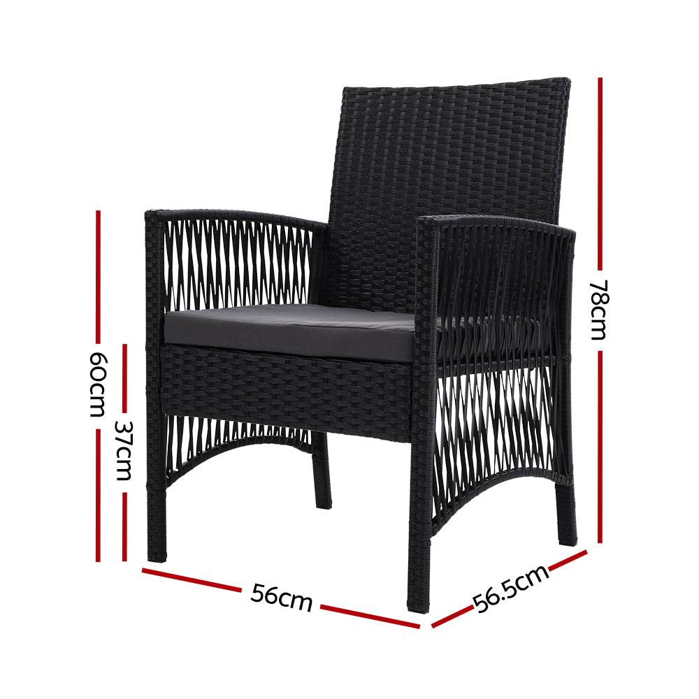 2PC Outdoor Dining Chairs Patio Furniture Wicker Lounge Chair Garden