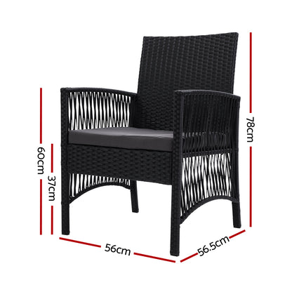 2PC Outdoor Dining Chairs Patio Furniture Wicker Lounge Chair Garden