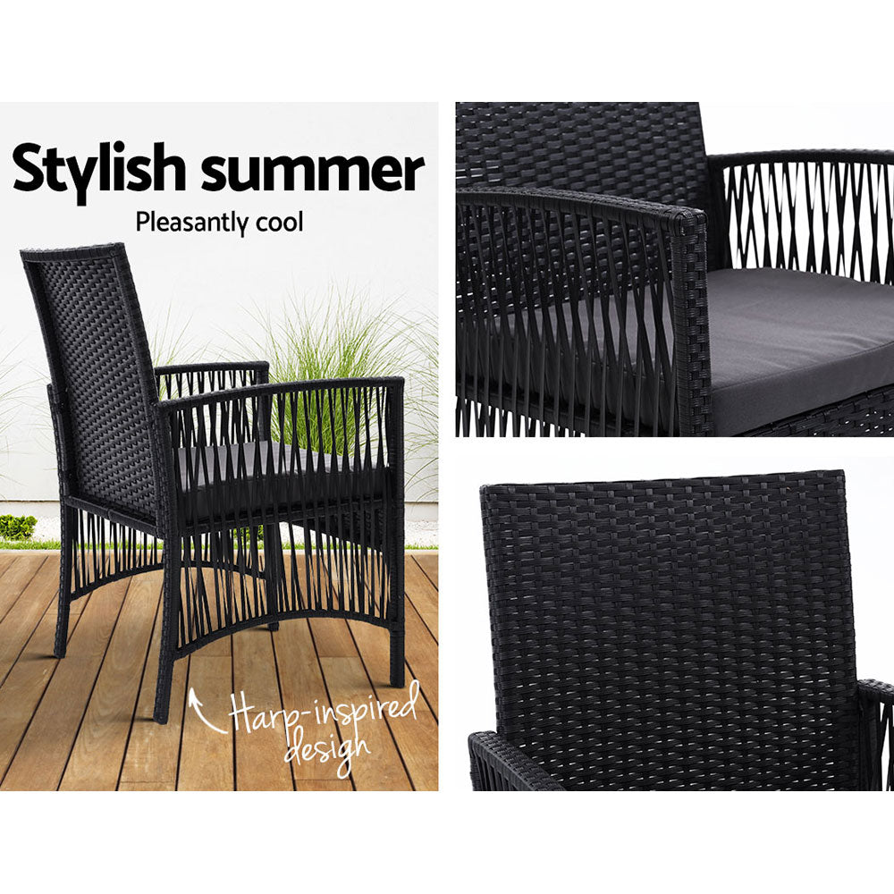 2PC Outdoor Dining Chairs Patio Furniture Wicker Lounge Chair Garden