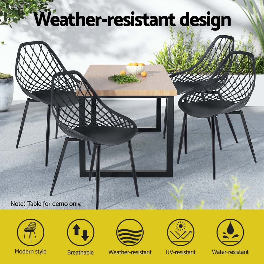 Best 4PC Outdoor Dining Chairs PP Lounge Chair Patio Garden Furniture Black | Buy Online at Furniture Things Australia