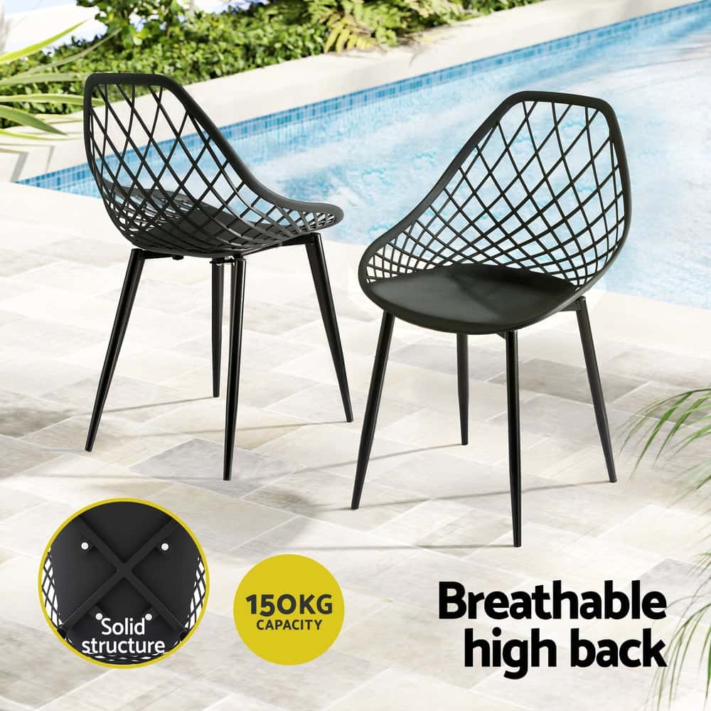 Best 4PC Outdoor Dining Chairs PP Lounge Chair Patio Garden Furniture Black | Buy Online at Furniture Things Australia