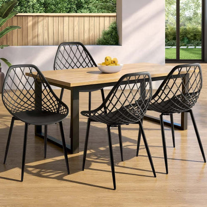 Best 4PC Outdoor Dining Chairs PP Lounge Chair Patio Garden Furniture Black | Buy Online at Furniture Things Australia