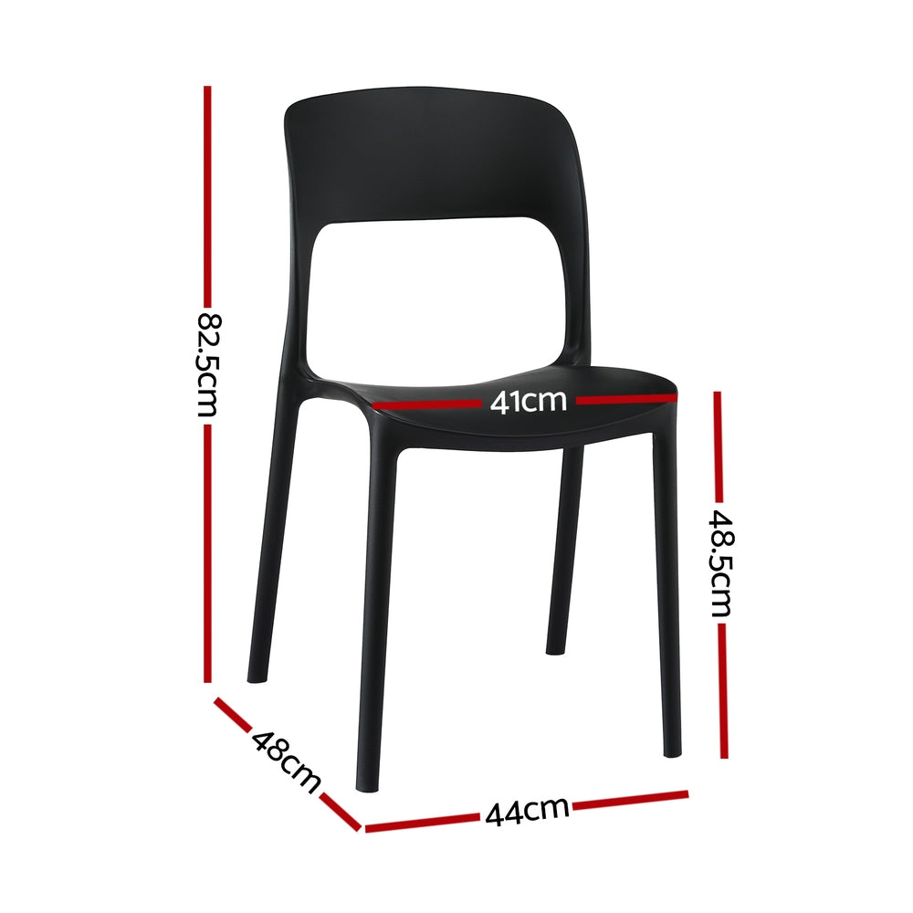 4PC Outdoor Dining Chairs Stackable PP Patio Chair Garden Furniture Black