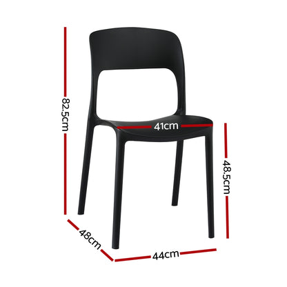 4PC Outdoor Dining Chairs Stackable PP Patio Chair Garden Furniture Black