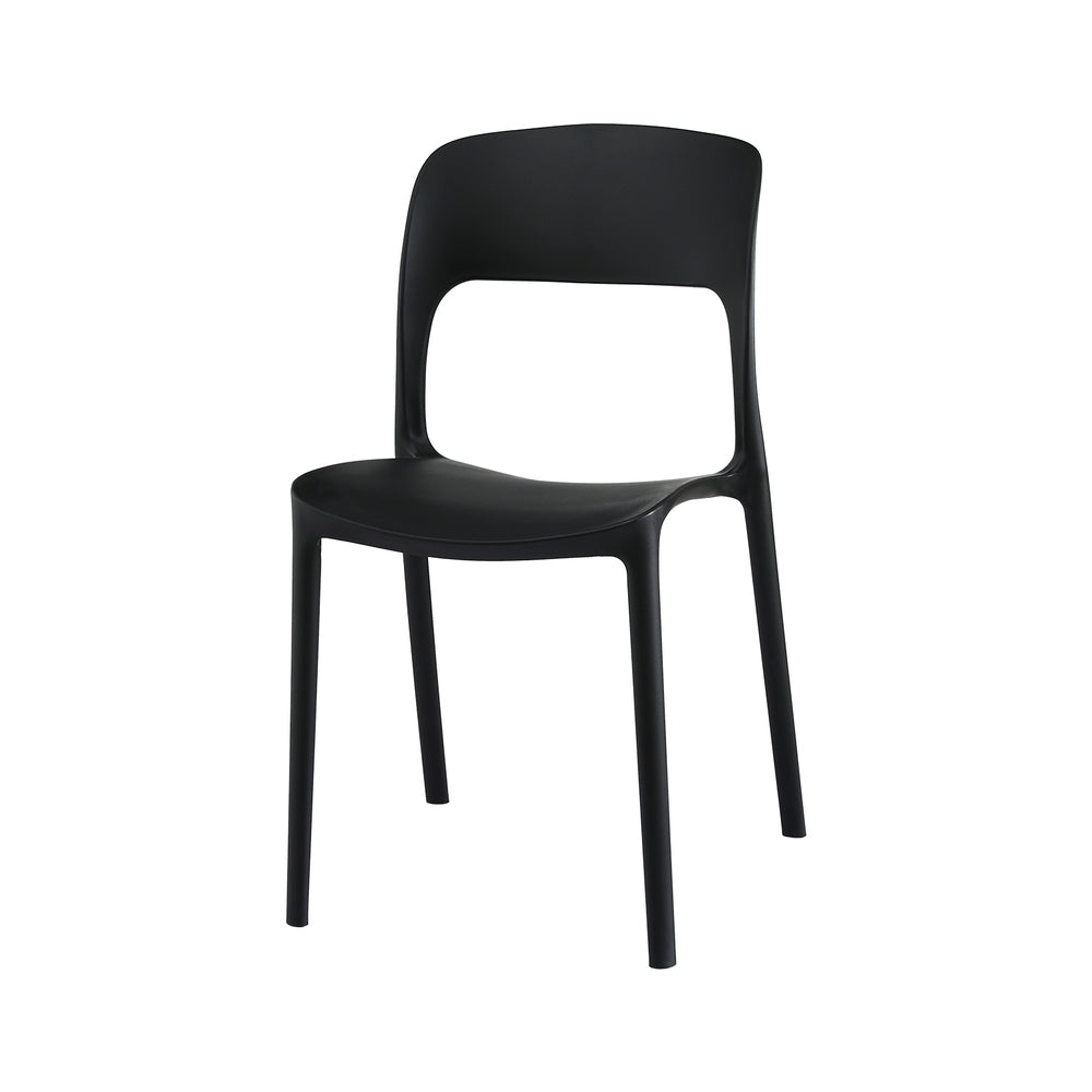 4PC Outdoor Dining Chairs Stackable PP Patio Chair Garden Furniture Black