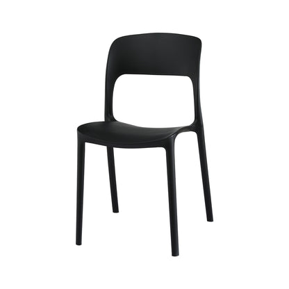 4PC Outdoor Dining Chairs Stackable PP Patio Chair Garden Furniture Black