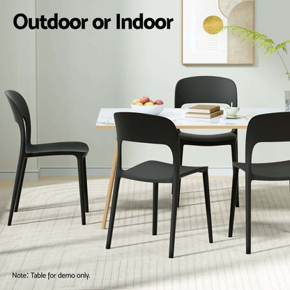 Best 4PC Outdoor Dining Chairs Stackable PP Patio Chair Garden Furniture Black | Buy Online at Furniture Things Australi