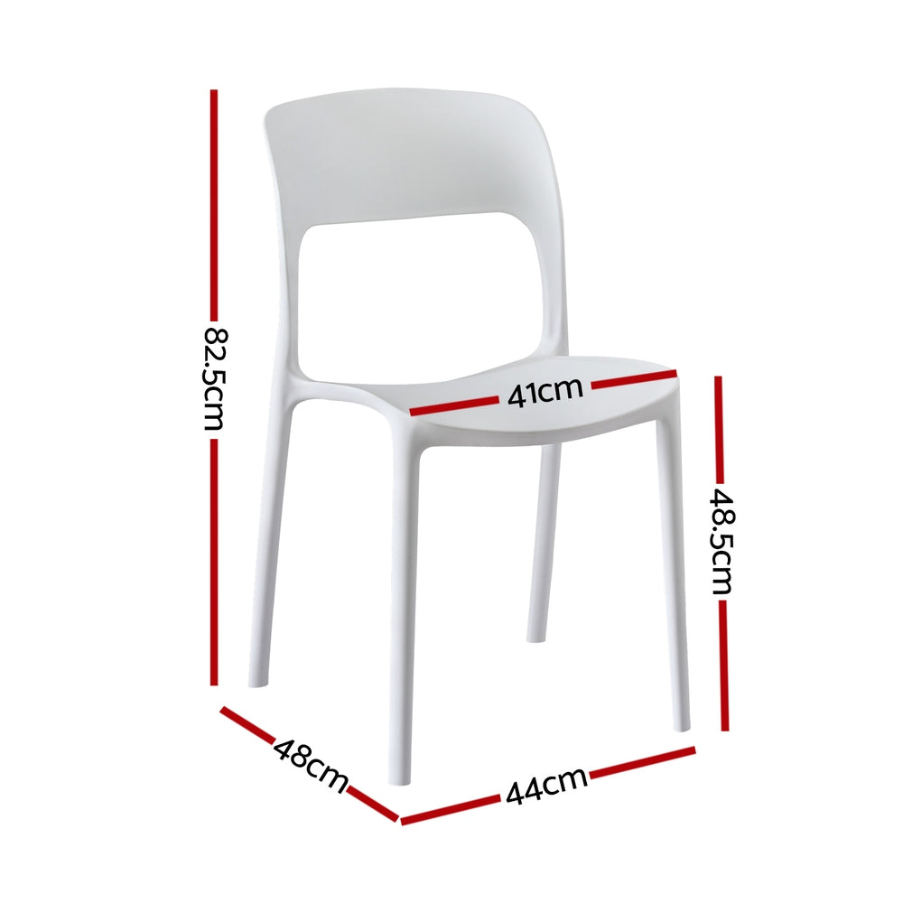 4PC Outdoor Dining Chairs Stackable PP Patio Chair Garden Furniture White