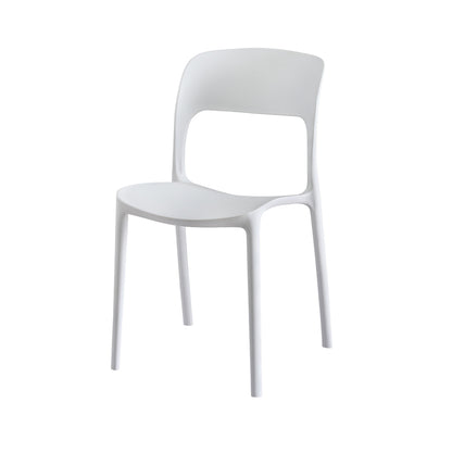 4PC Outdoor Dining Chairs Stackable PP Patio Chair Garden Furniture White
