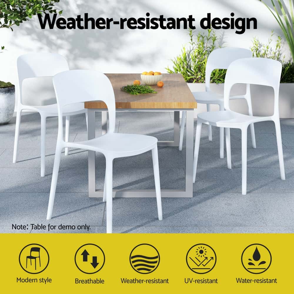 Best 4PC Outdoor Dining Chairs Stackable PP Patio Chair Garden Furniture White | Buy Online at Furniture Things Australi