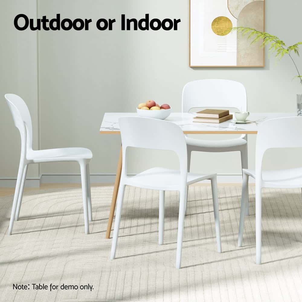 Best 4PC Outdoor Dining Chairs Stackable PP Patio Chair Garden Furniture White | Buy Online at Furniture Things Australi