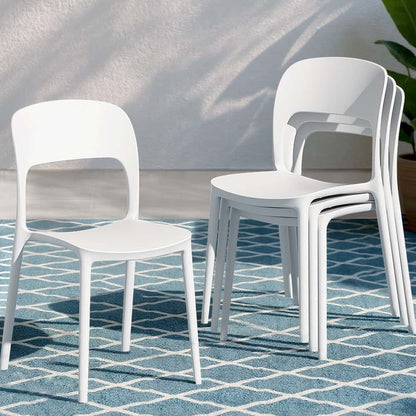 Best 4PC Outdoor Dining Chairs Stackable PP Patio Chair Garden Furniture White | Buy Online at Furniture Things Australi