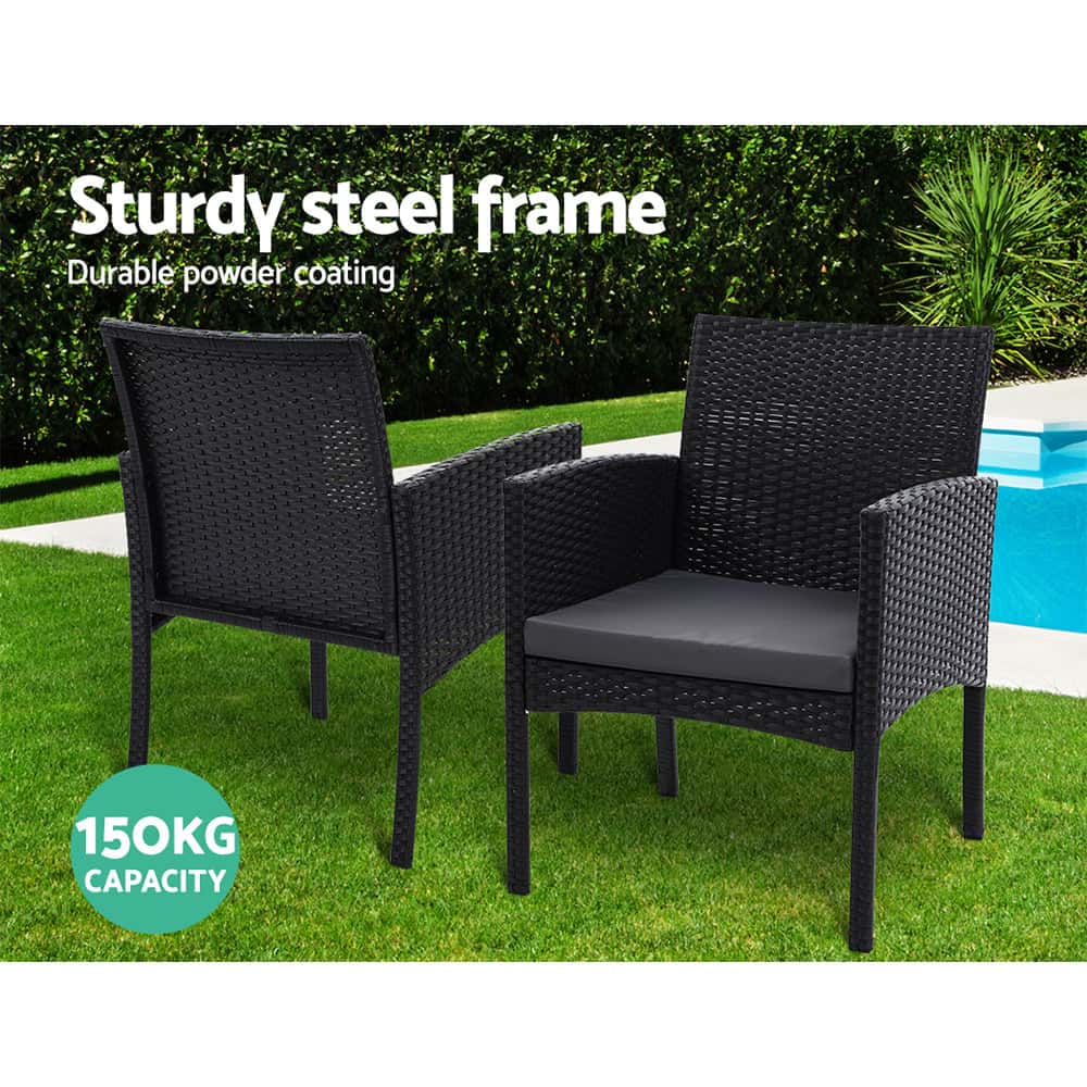 Best 2PC Outdoor Dining Chairs Patio Furniture Rattan Lounge Chair XL Ezra | Buy Online at Furniture Things Australia