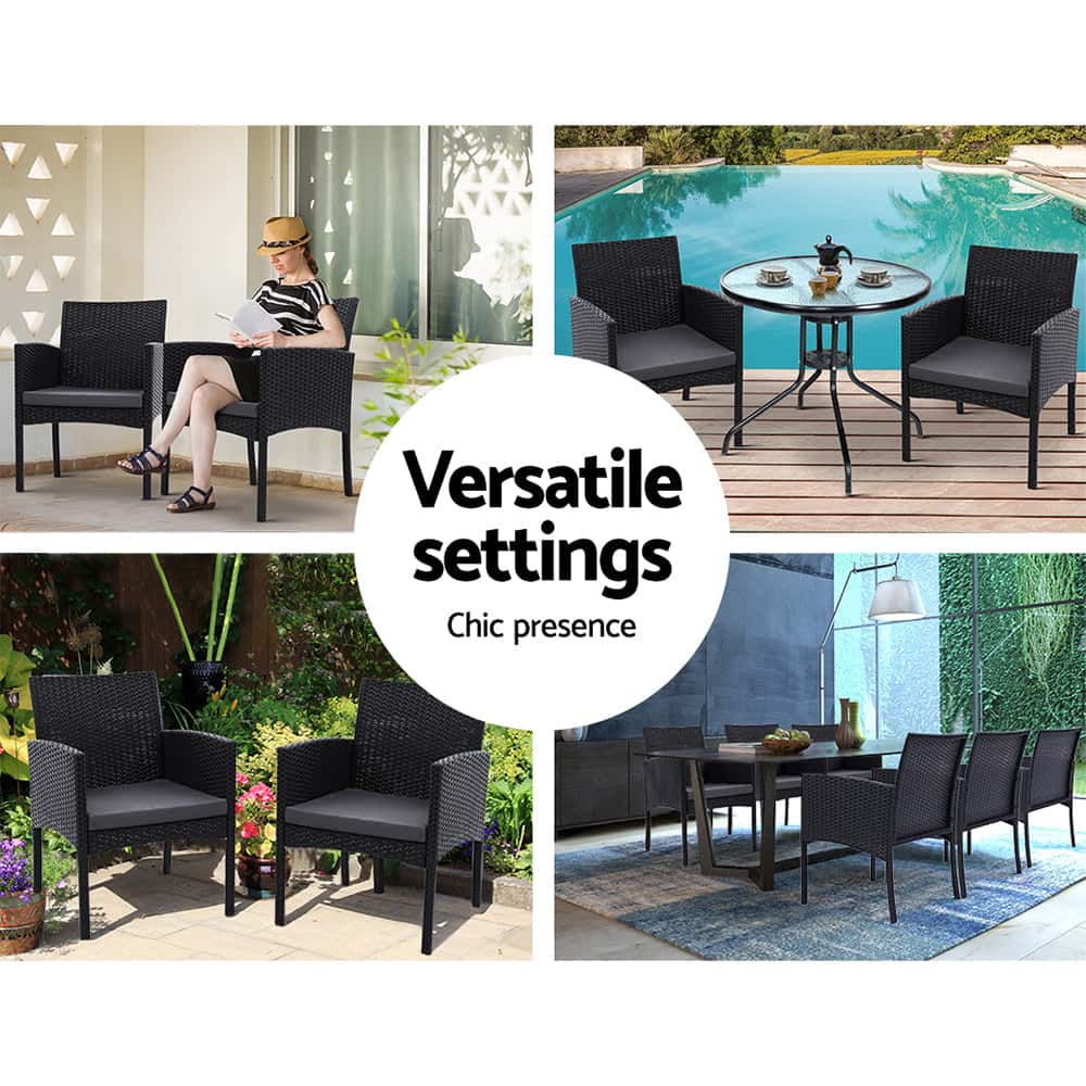 Best 2PC Outdoor Dining Chairs Patio Furniture Rattan Lounge Chair XL Ezra | Buy Online at Furniture Things Australia