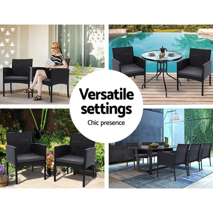 Best 2PC Outdoor Dining Chairs Patio Furniture Rattan Lounge Chair XL Ezra | Buy Online at Furniture Things Australia