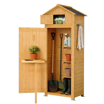 Outdoor Storage Cabinet Cupboard Folding Table Tool Organizer Shed Adjustable