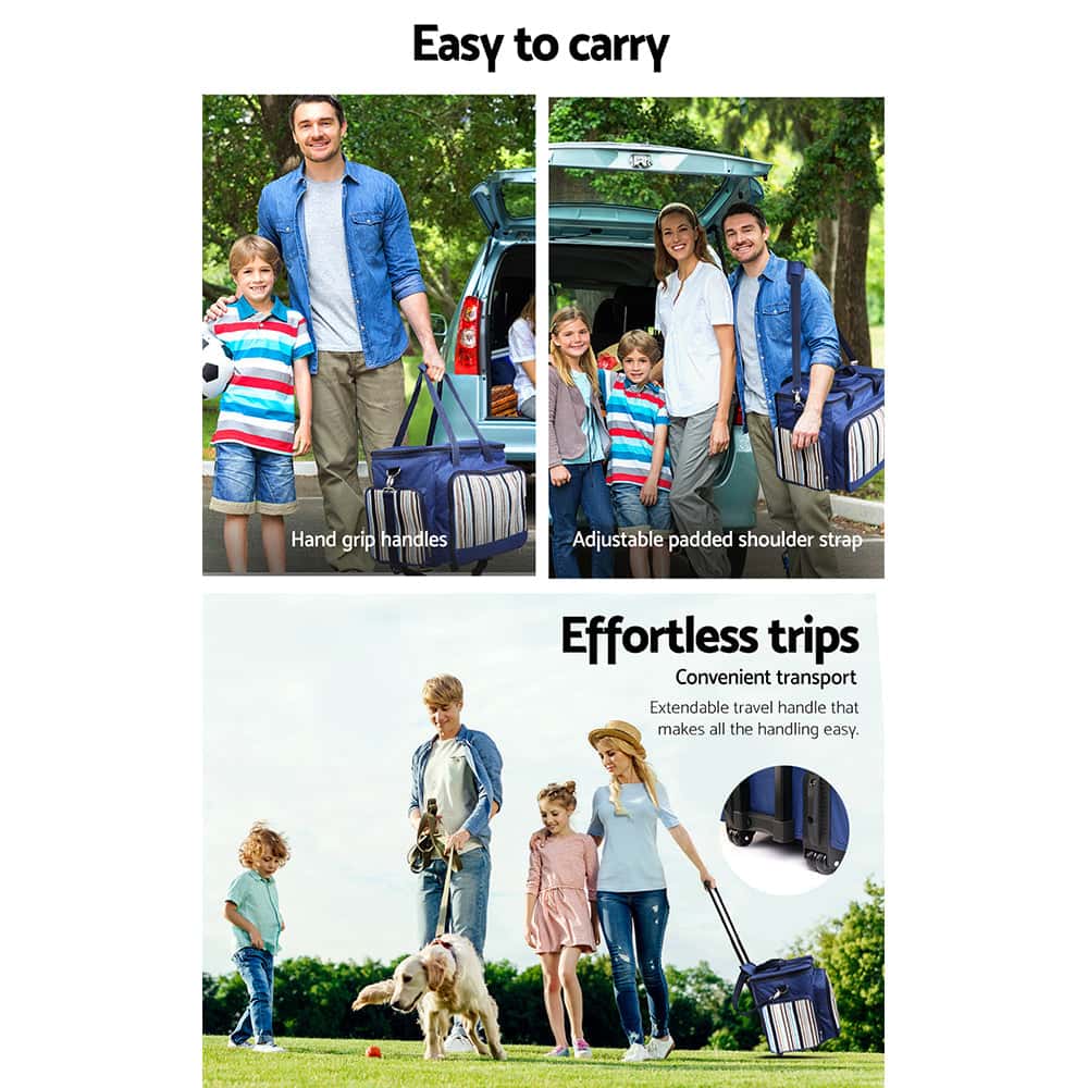 Best Alfresco 6 Person Picnic Basket Set Bag Wheels Insulated Trolley | Buy Online at Furniture Things Australia