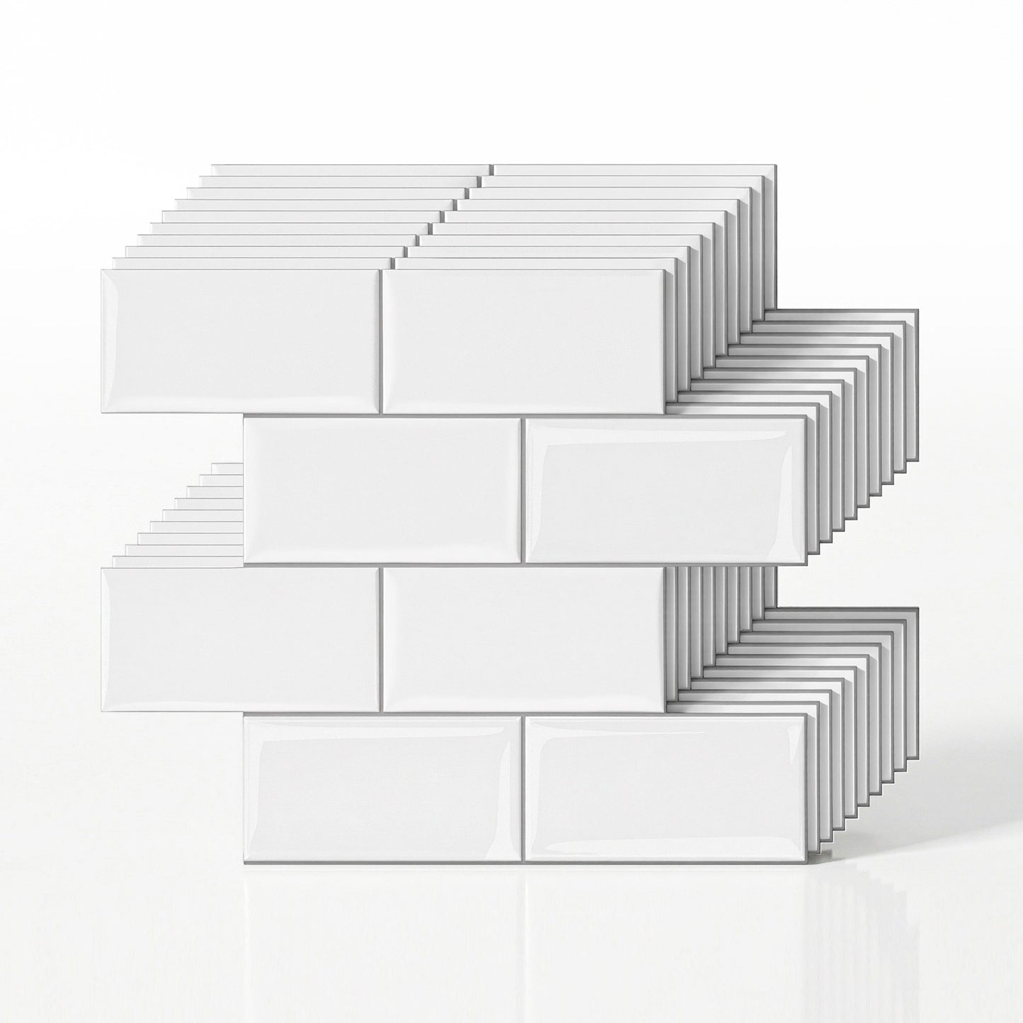 Artiss 3D Peel and Stick Wall Tiles Self Adhesive Subway Backsplash 10 Sheets, White
