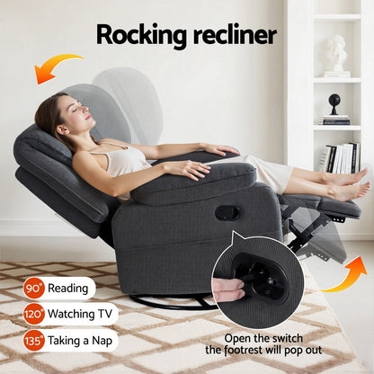 Rocking Recliner Chair 360 Swivel Massage Heated Reclining Chairs