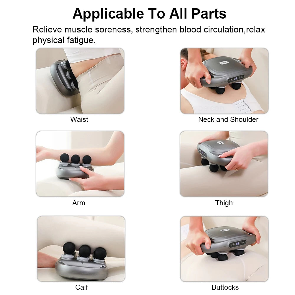 Massage Gun with Professional Six-Head Deep Muscle Device