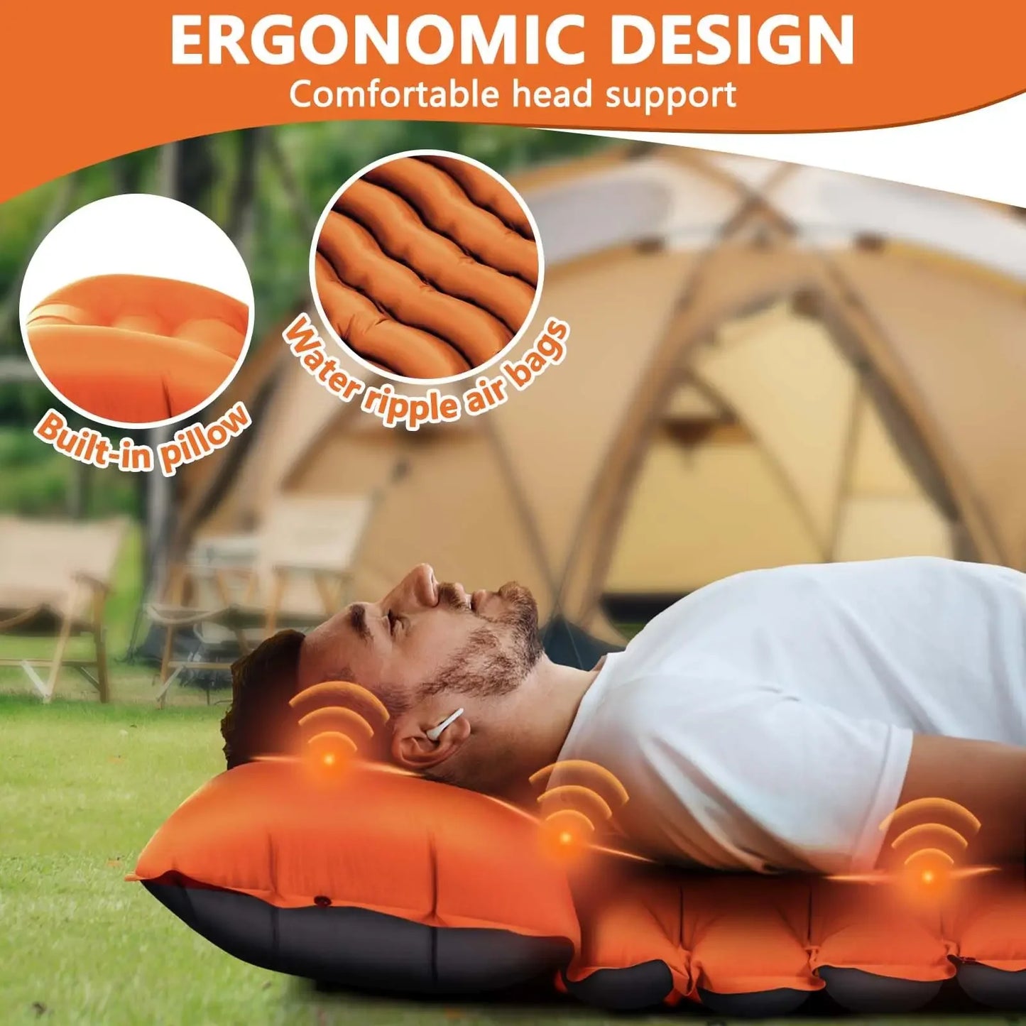 Camping Sleeping Pad with Foot Pump Pillow