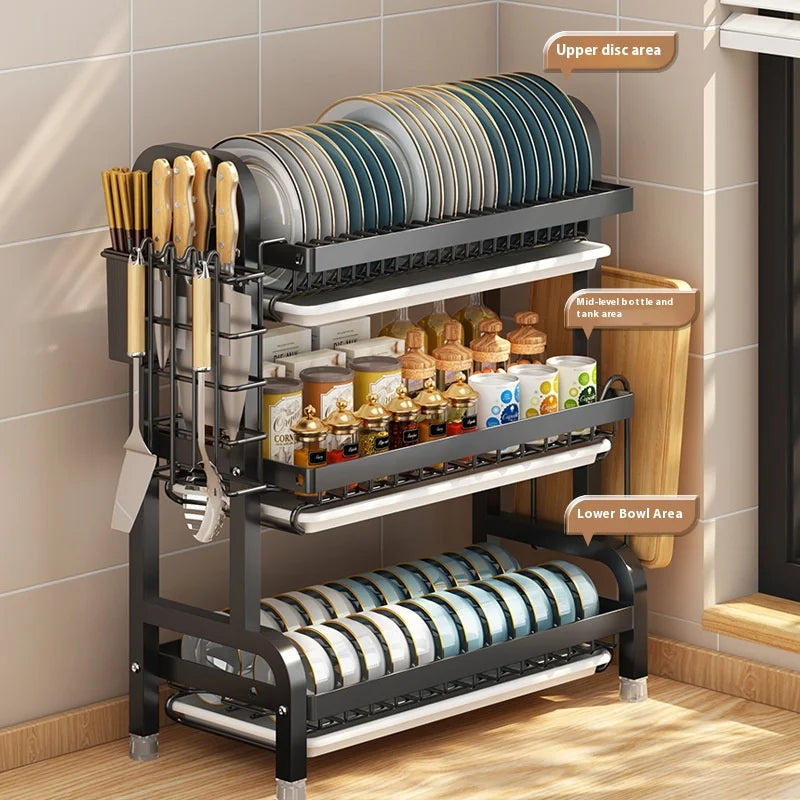 Kitchen Storage Rack 3-Tier Carbon Steel Organizer