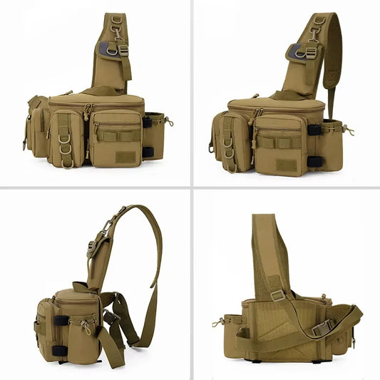 Fishing Tackle Bag with Rod Holder