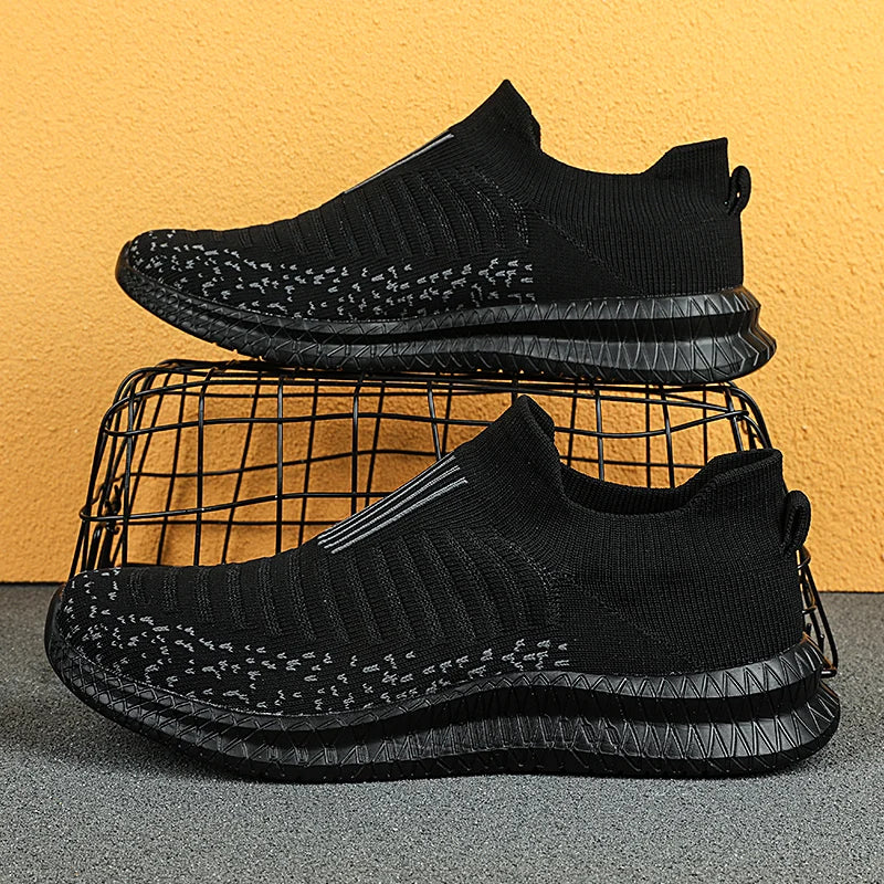 Walking Black Shoes Slip-On Mesh Men (Shoe Size: 39)