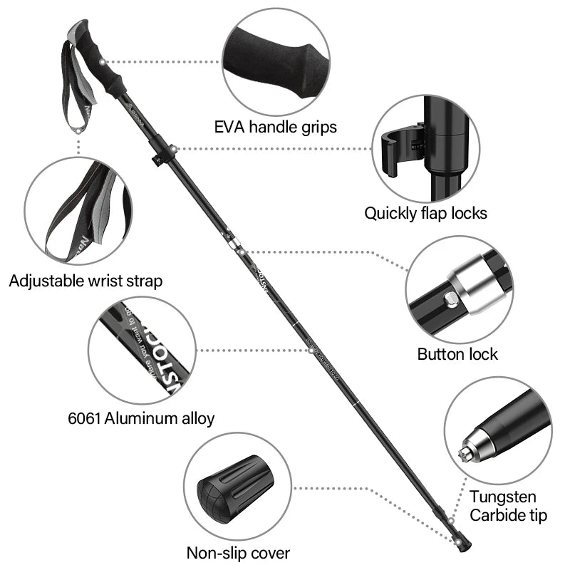 Trekking Poles Folding Aluminum Ultralight Hiking