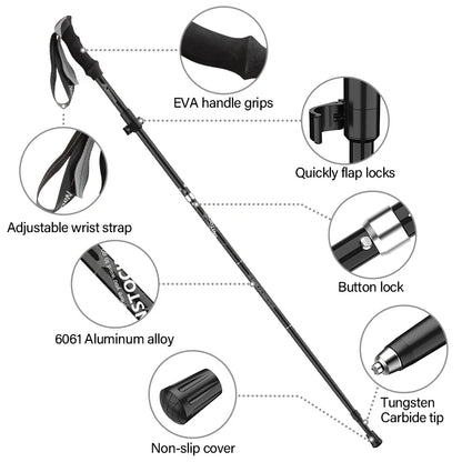 Trekking Poles Folding Aluminum Ultralight Hiking