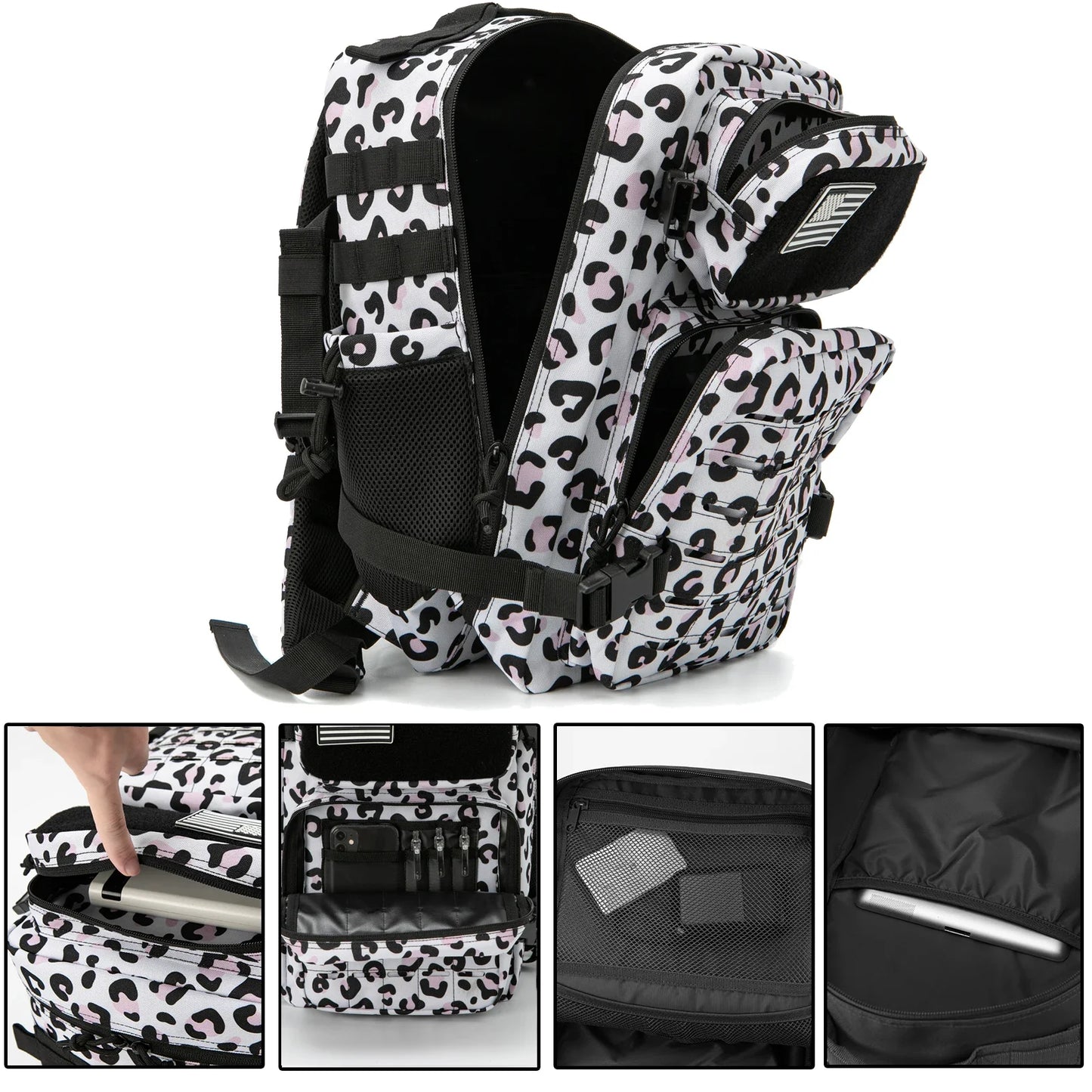 Tactical Backpack with 25L Polyester Leopard