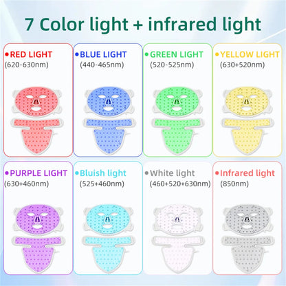 LED Face Neck Mask with 8-Color Infrared Therapy