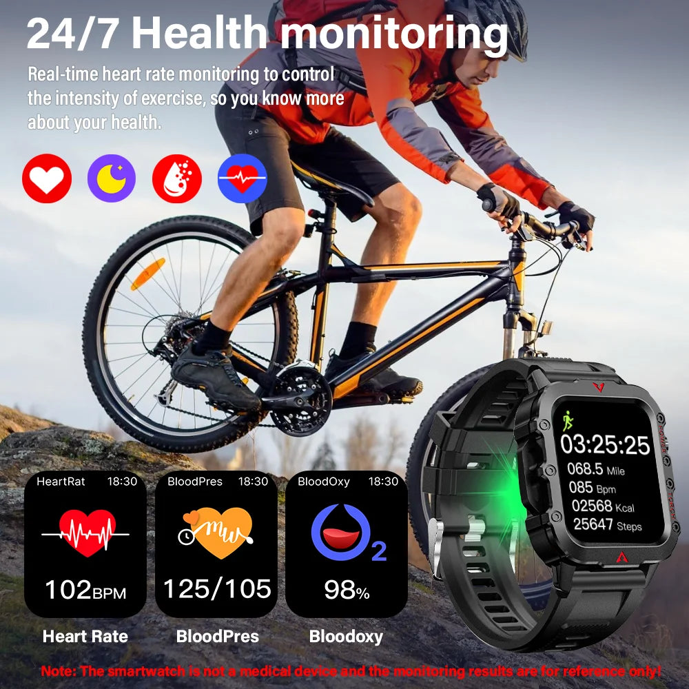 Sports Smart Watch with Bluetooth Call and LED Flashlight