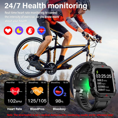 Sports Smart Watch with Bluetooth Call and LED Flashlight