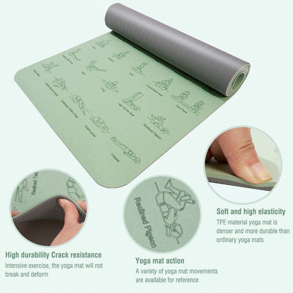 Yoga Mat TPE Non-Slip Lightweight 183×57cm