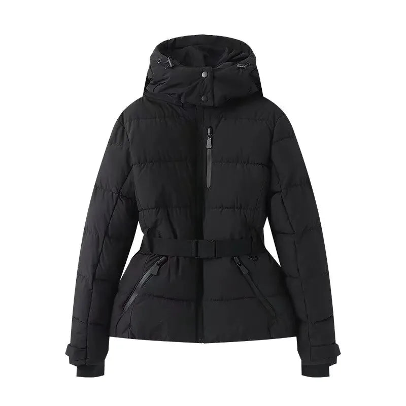 Women's Winter Hooded High Waist Padded Parka