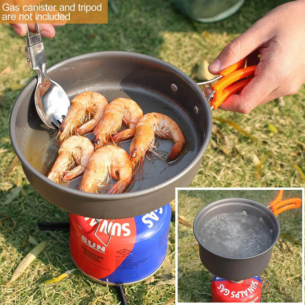 Camping Cookware Set Aluminum Portable Outdoor Cooking Gear