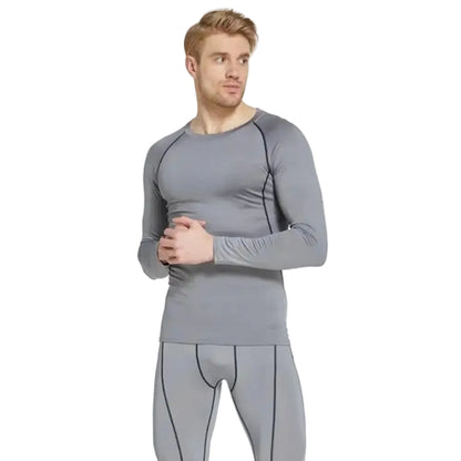 Top Long Compression Gray Sleeve Quick Dry for Men (Medium)