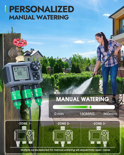 3-Outlet Automatic Water Timer Irrigation Controller