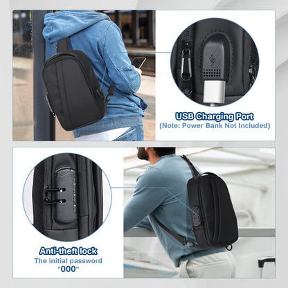 Men Anti-Theft Sling Bag with Waterproof USB Crossbody