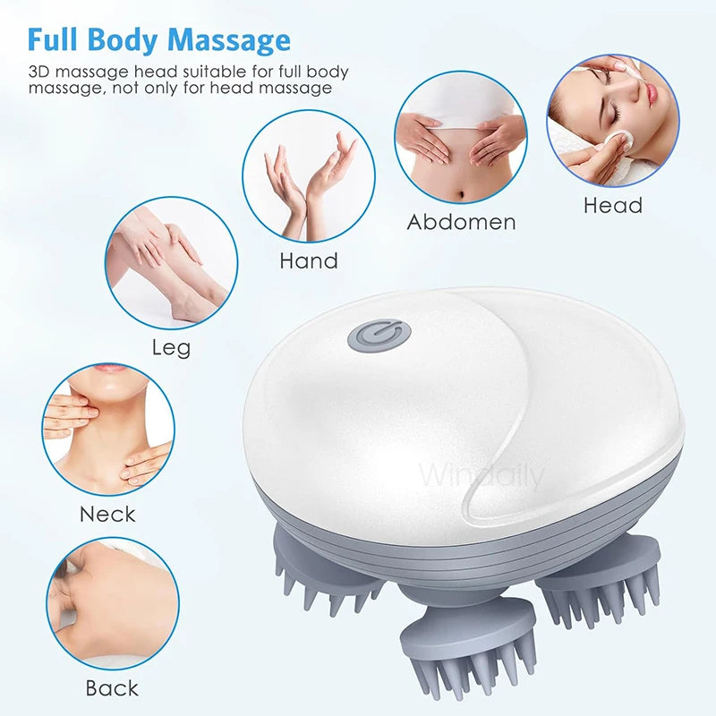 Scalp Massager with Electric Kneading Waterproof Deep Tissue