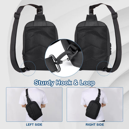 Men Anti-Theft Sling Bag with Waterproof USB Crossbody