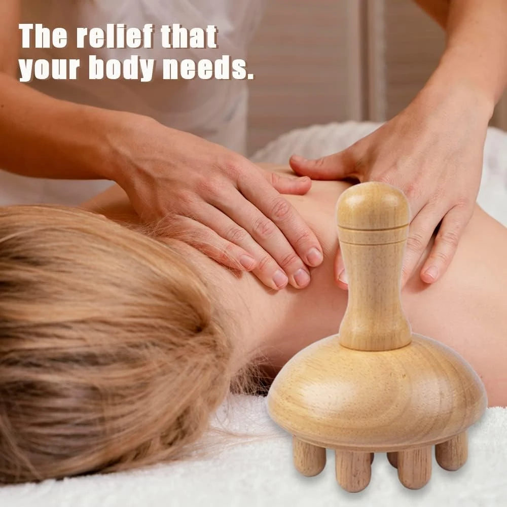 Wooden Massage Tool with Mushroom Lymphatic Cellulite