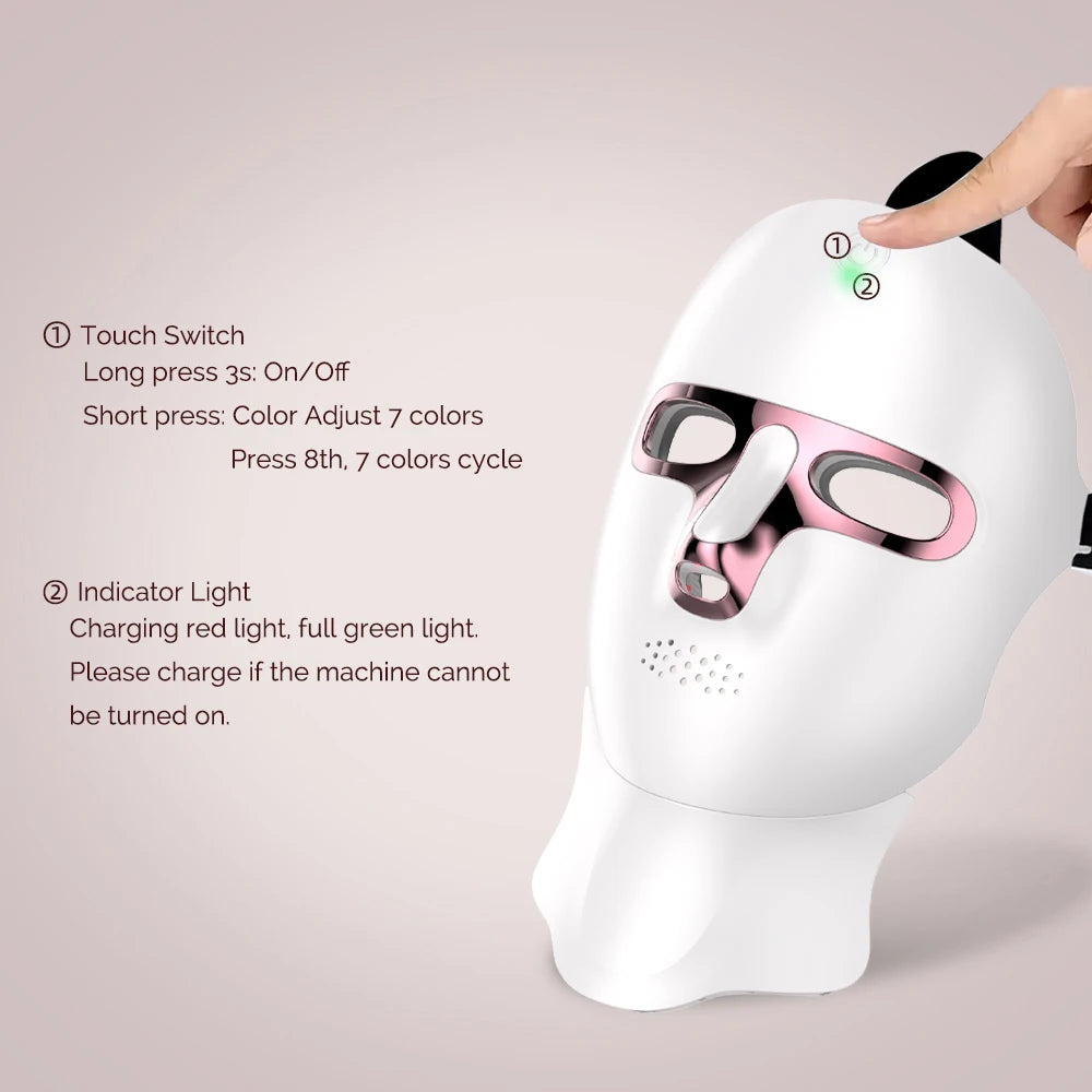 LED Facial Mask with Classic 7-Color Face Rejuvenation (No Box)