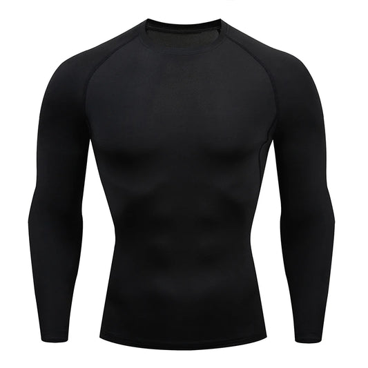 Top Long Compression Black Sleeve Quick Dry for Men (Large)