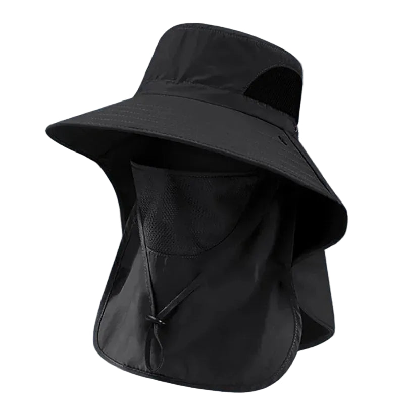 Sun Hat with UV Protection Neck Flap for Outdoor (Black)