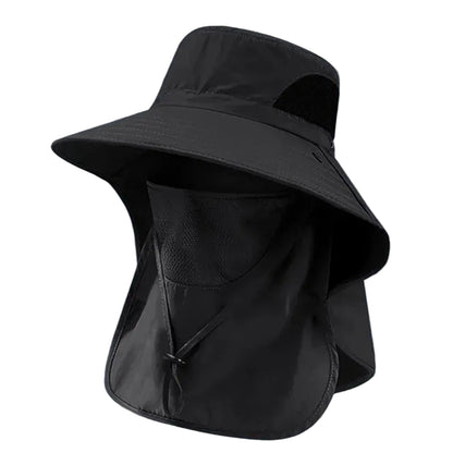 Sun Hat with UV Protection Neck Flap for Outdoor (Black)