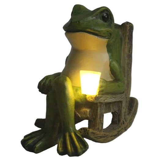 Frog Statue Solar Resin Outdoor Light Garden Decor